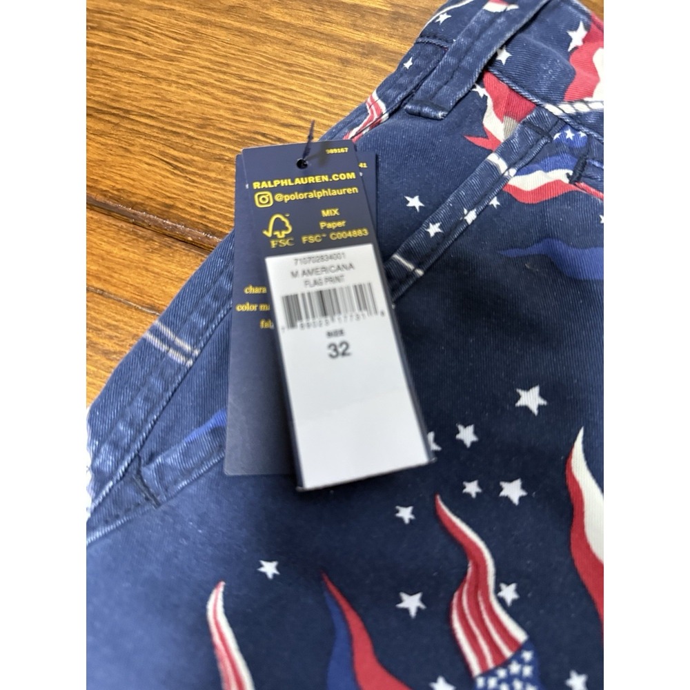 Polo Ralph‎ Lauren Flag Sailboat Print Shorts Sz 32 Americana Nautical - Picture 4 of 7